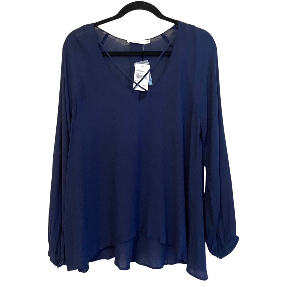 Lush Criss Cross Neckline Rayon Long Sleeve‎ Blouse Medium NWT